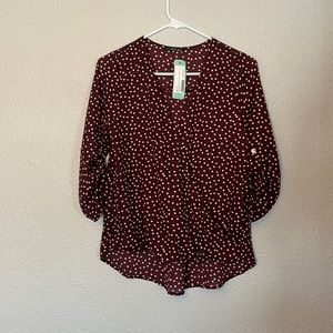 West Kei Size XS Plum with Cream Polka Dots